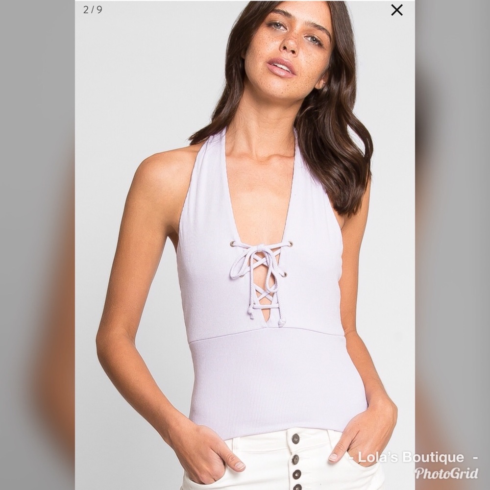 Lavender Ribbed Halter Top